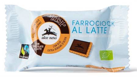 Herbatniki orkiszowe z mleczną czekoladą Fair Trade BIO 28 g - ALCE NERO
